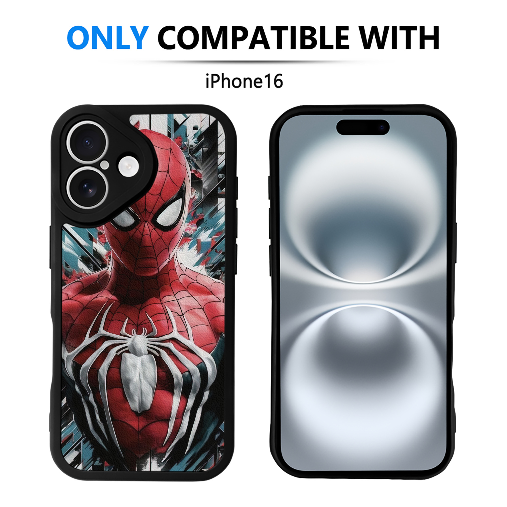 （画像用） Spider Man スパイダーマン 【iPhone 16シリーズ対応】シリコンスマホケース（レザー調） 材質：シリコン